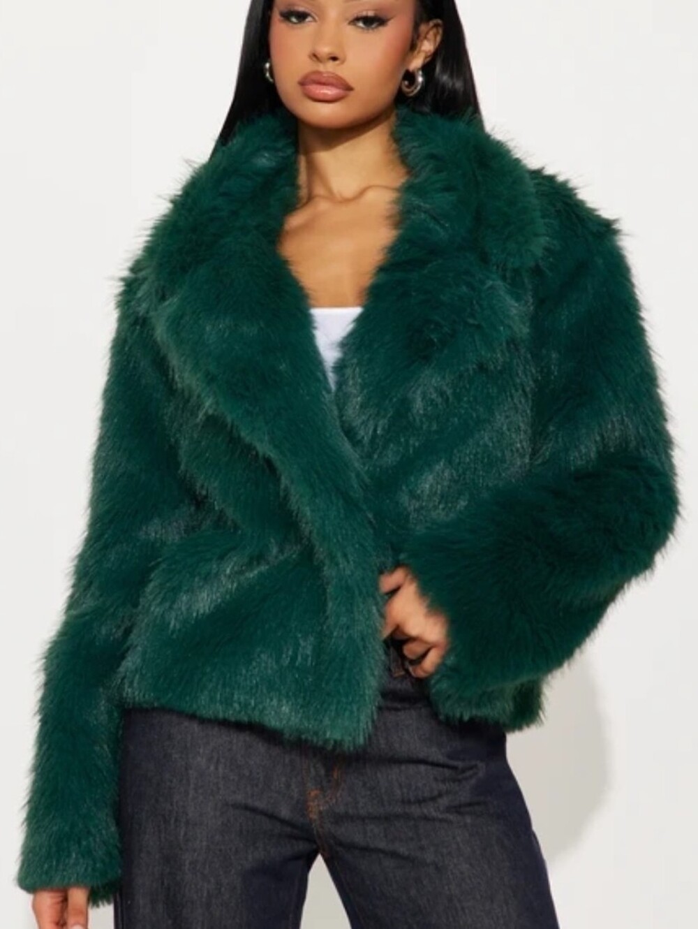Emerald Faux-Fur Jacket - Women's Cozy Coat Sz M